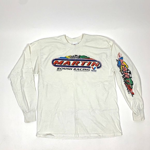 Vintage 90s Mark Martin NASCAR Roush Racing Long Sleeve T-Shirt Sz XL - Picture 1 of 8